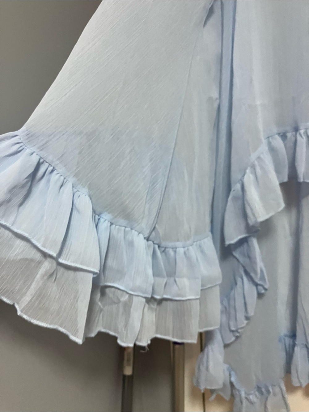 Sheer Ruffle Peasant Blouse - Blue - Picture 5 of 8